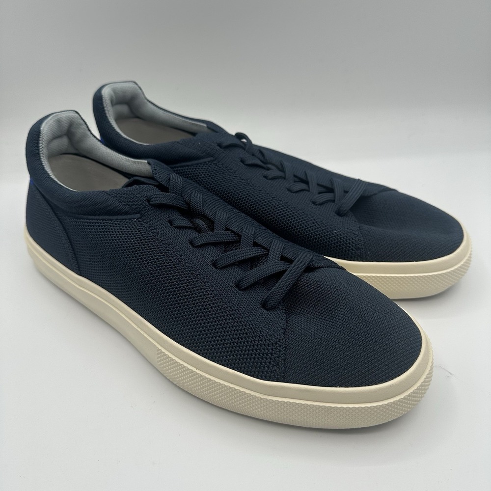 Rothys RS02 Sneakers‎ Mens 9 Womens 10.5 Navy Blue Knit Lace Up Shoes NWOT